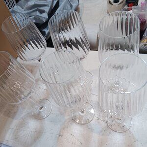 6 Lenox Tuscany Angler Optic Wine Glasses